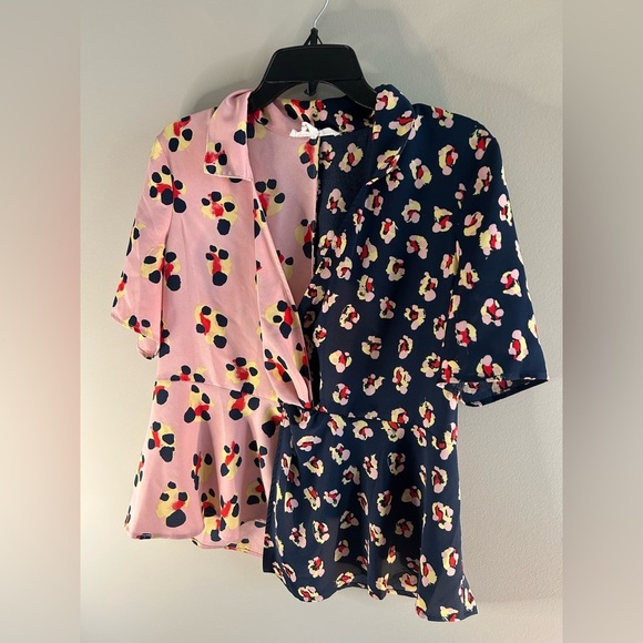 BCBG Generation Floral Light Womens short Sleeve Top/Blouse medium - Picture 4 of 8